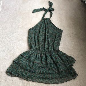 Floral Halter Dress with Ruffles